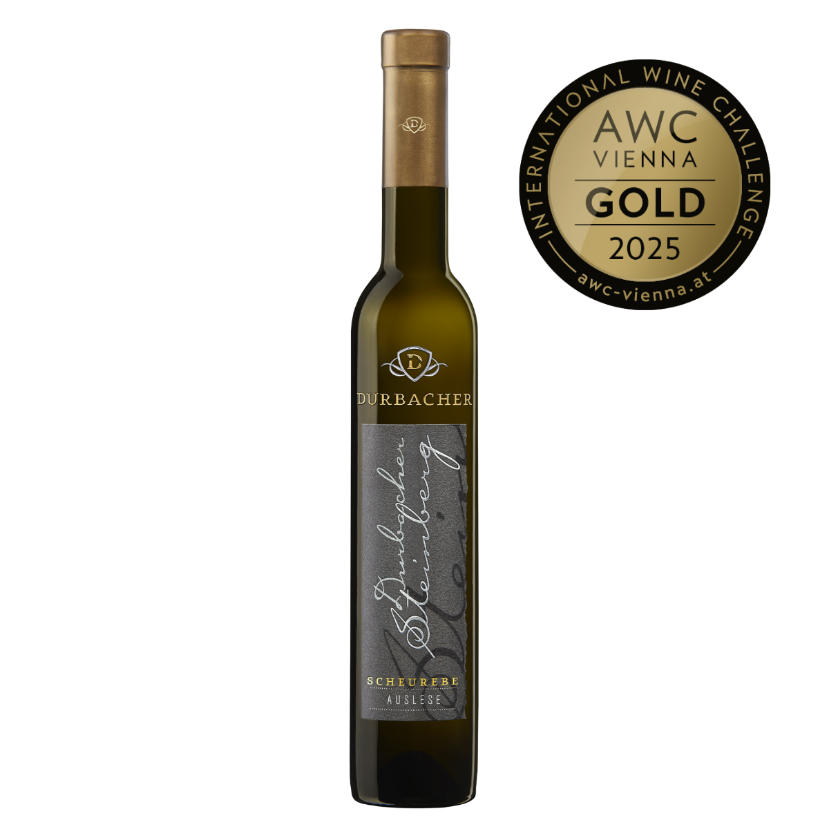 Weinflasche - Durbacher Steinberg Scheurebe Auslese 0,375L - AWC VIENNA Gold 2025 prämiert