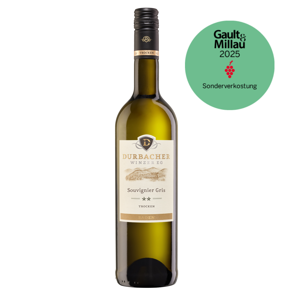 Weinflasche - Durbacher Souvignier Gris Qba mild 0,75L Gault & Millau 2025 prämiert