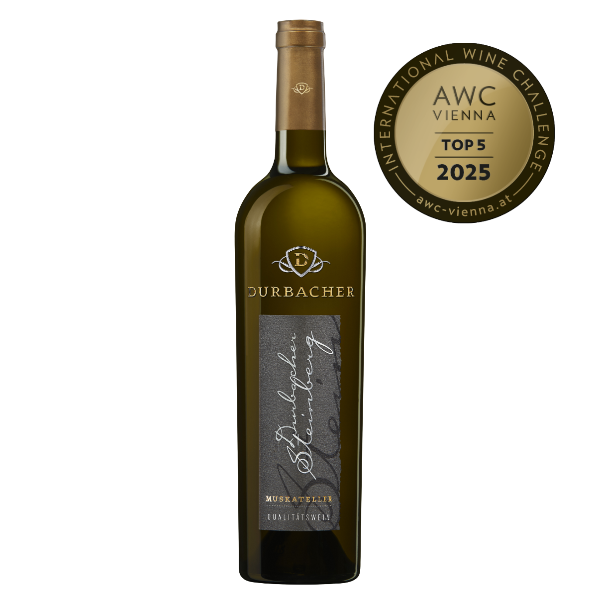 Weinflasche - Durbacher Steinberg Muskateller QbA trocken 0,75L - AWC VIENNA Top 5 2025 prämiert