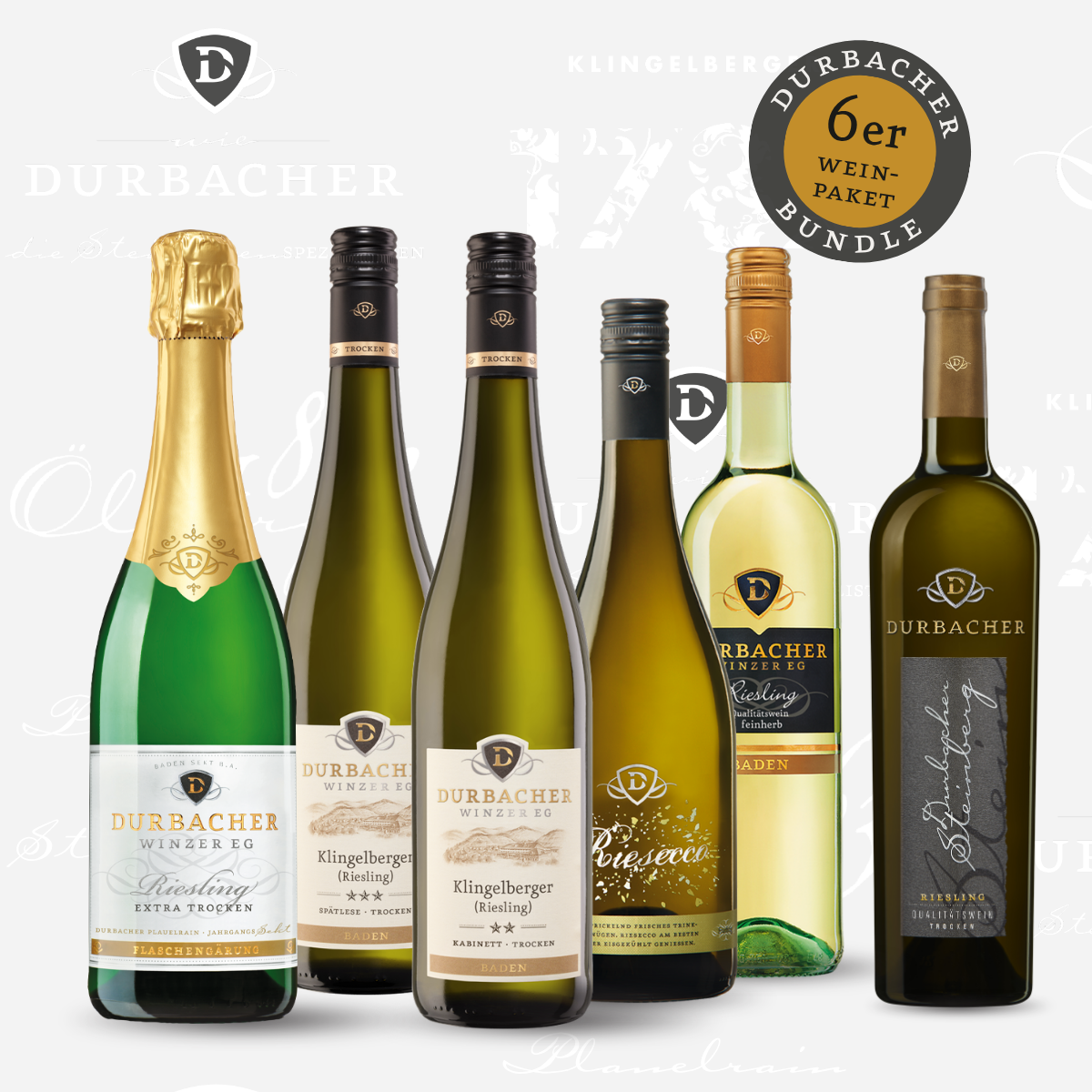 6er Weinpaket König Riesling Perlwein, Sekt, Wein