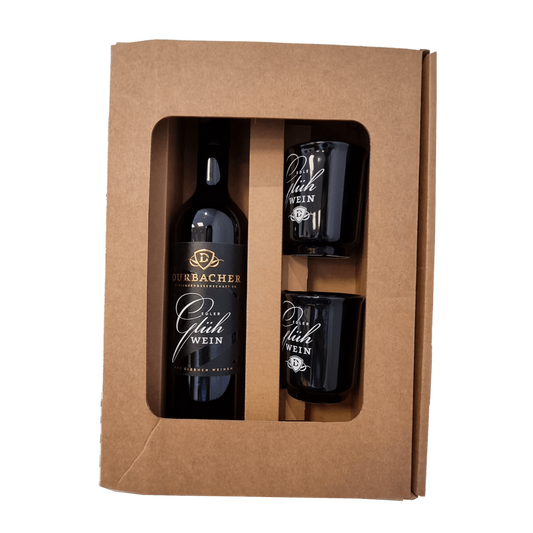 Geschenkset - Winzerglühweinpaket 1 Fl. Edler Glühwein 0,75L , 2 Glühweintassen