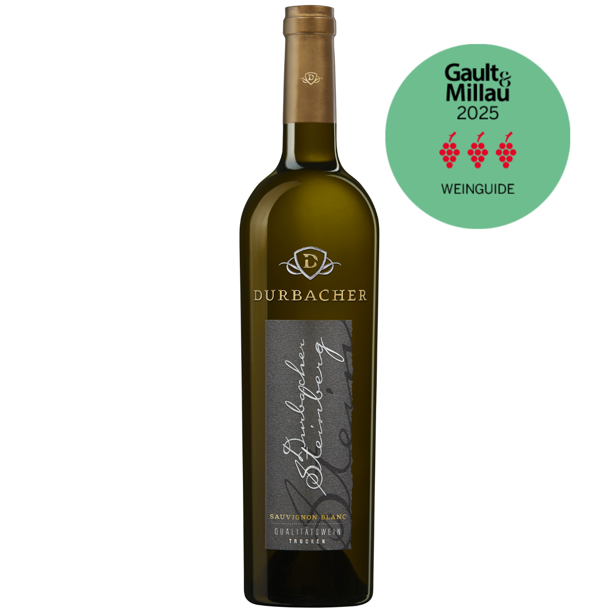 Weinflasche - Durbacher Steinberg Sauvignon Blanc QbA trocken 0,75L Gault & Millau 2025 prämiert