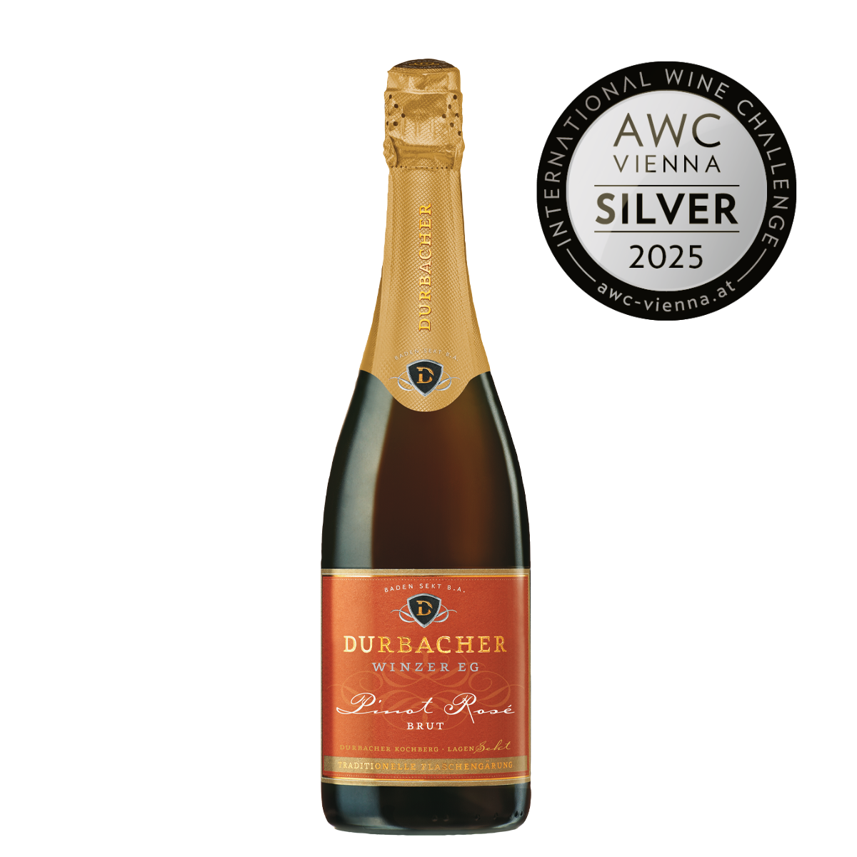 Sektflasche - Durbacher Kochberg Pinot Rosé Sekt brut 0,75L - AWC VIENNA Silber 2025 prämiert 