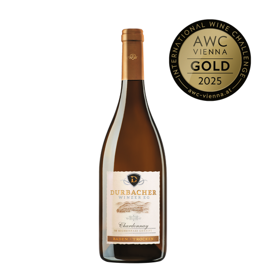 Weinflasche - Durbacher Chardonnay Qba trocken 0,75L - EICHENFASS ausgebaut - AWC VIENNA Gold 2025 prämiert