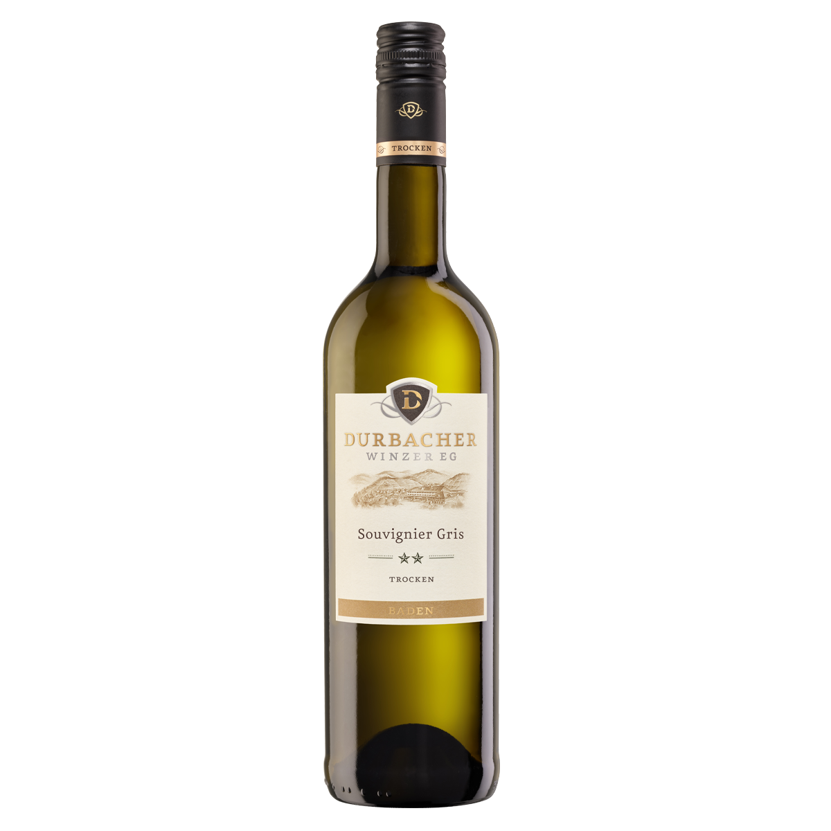 Weinflasche - Durbacher Souvignier Gris - 2 STERN - trocken KLASSIK 0,75L 