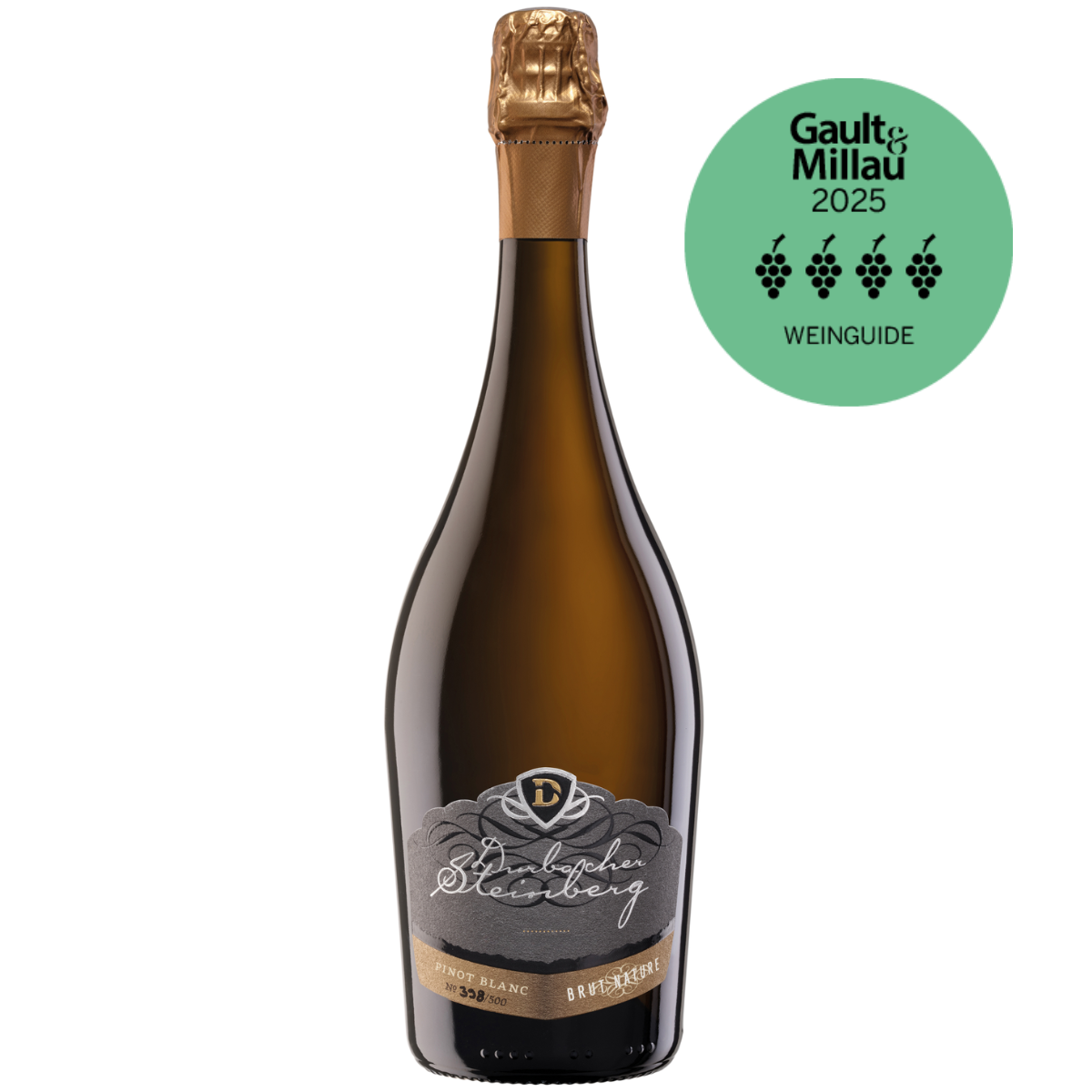 Sektflasche - Durbacher Pinot Blanc Sekt brut nature 0,75L Gault & Millau 2025 prämiert 
